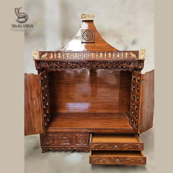 Asthalakshmi Wooden Temple in Teak Wood – Handcrafted Luxury Mandir for Home