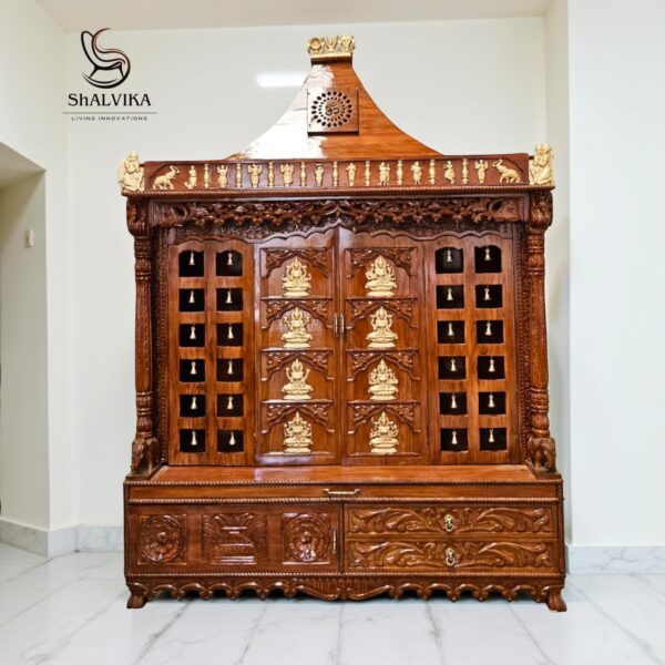 Asthalakshmi Wooden Temple in Teak Wood – Handcrafted Luxury Mandir for Home