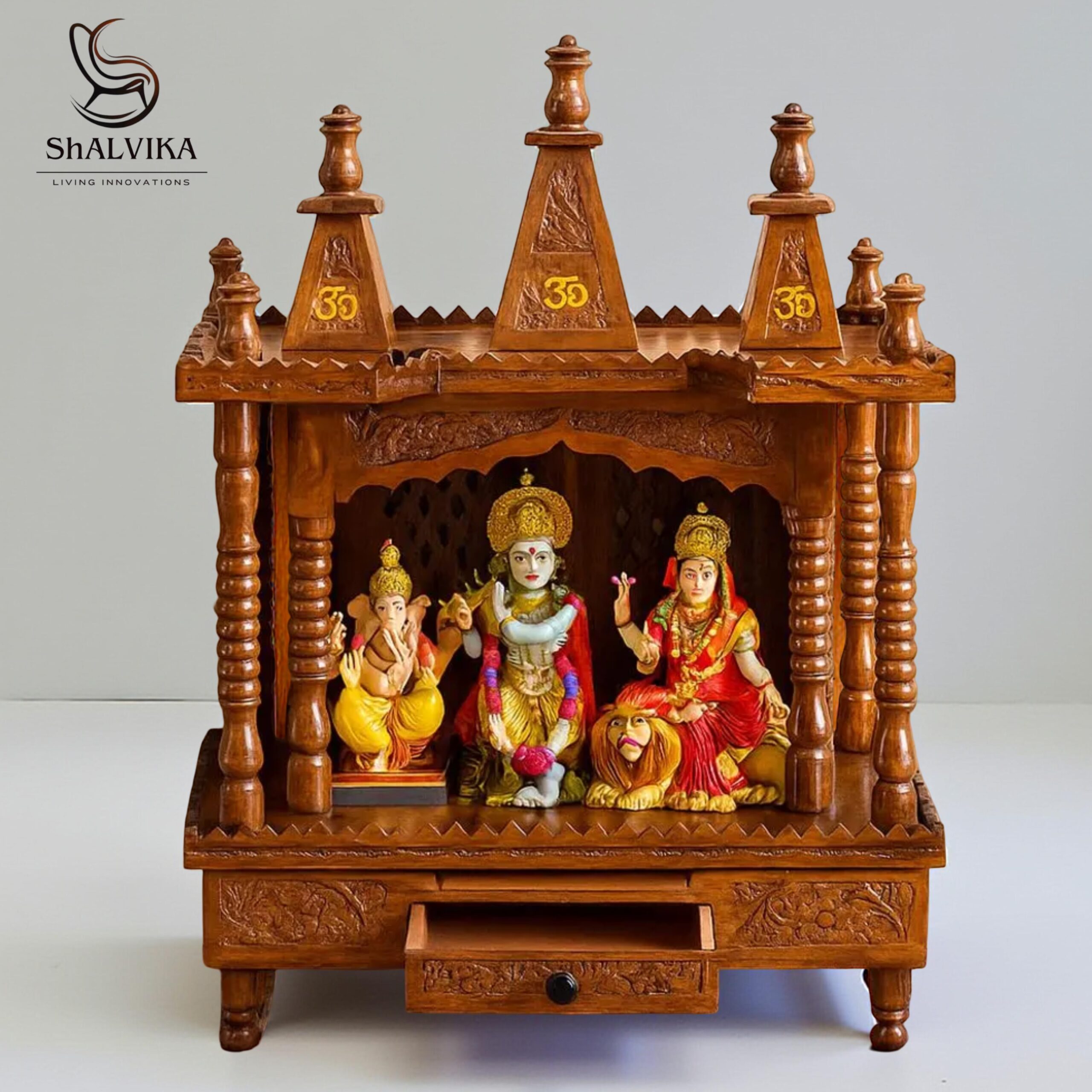 Bhagwan Mandir for Home in Sheesham Wood – Folding Handmade Temple