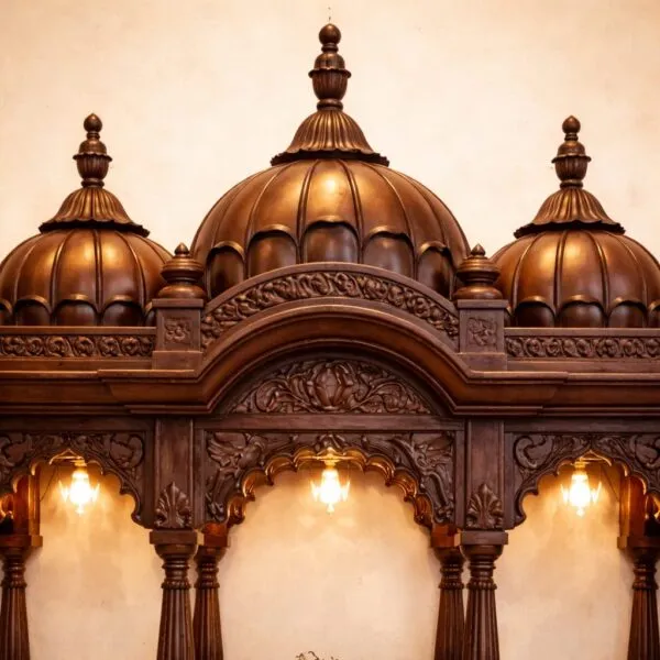 Big Home Wood Temple with Lotus Domes