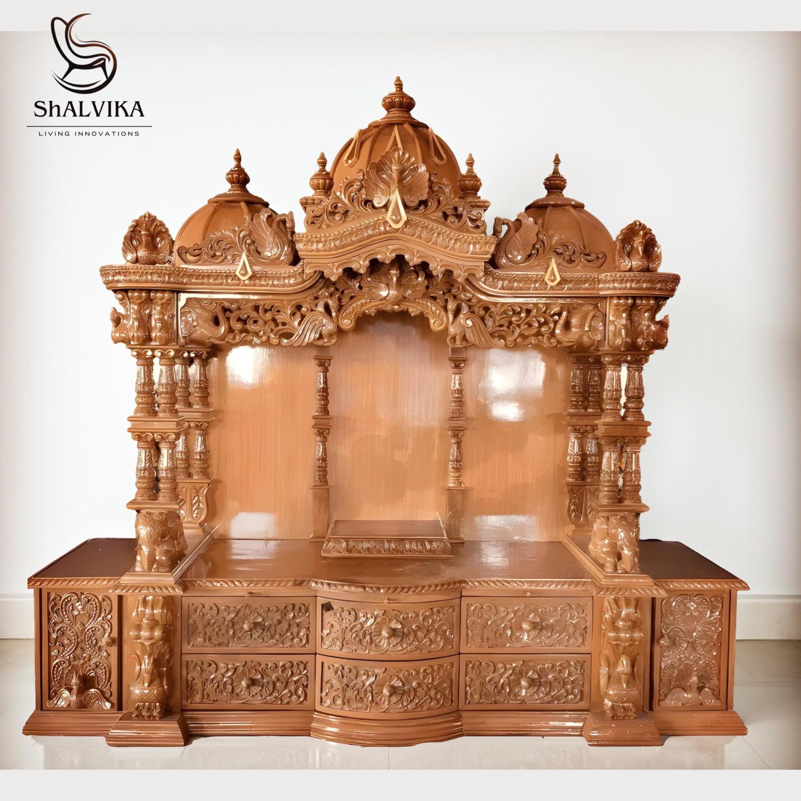 Big Size Mandir for Home in Traditional Style – Handcrafted Teak Wood Temple
