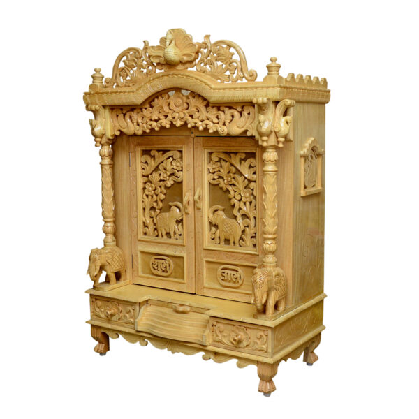 Carved Mandir With Door in Teak Wood | Shalvika Living Innovations