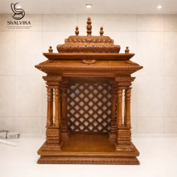 Elegant South Indian Home Wood Temple Design with Gopuram