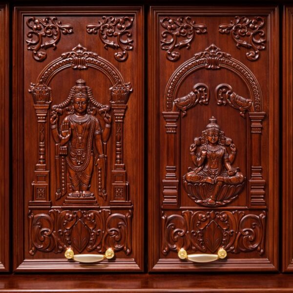 Gopuram Style Pooja Mandir with Door for Home