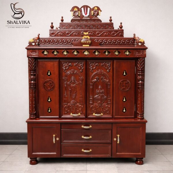 Gopuram Style Pooja Mandir with Door for Home
