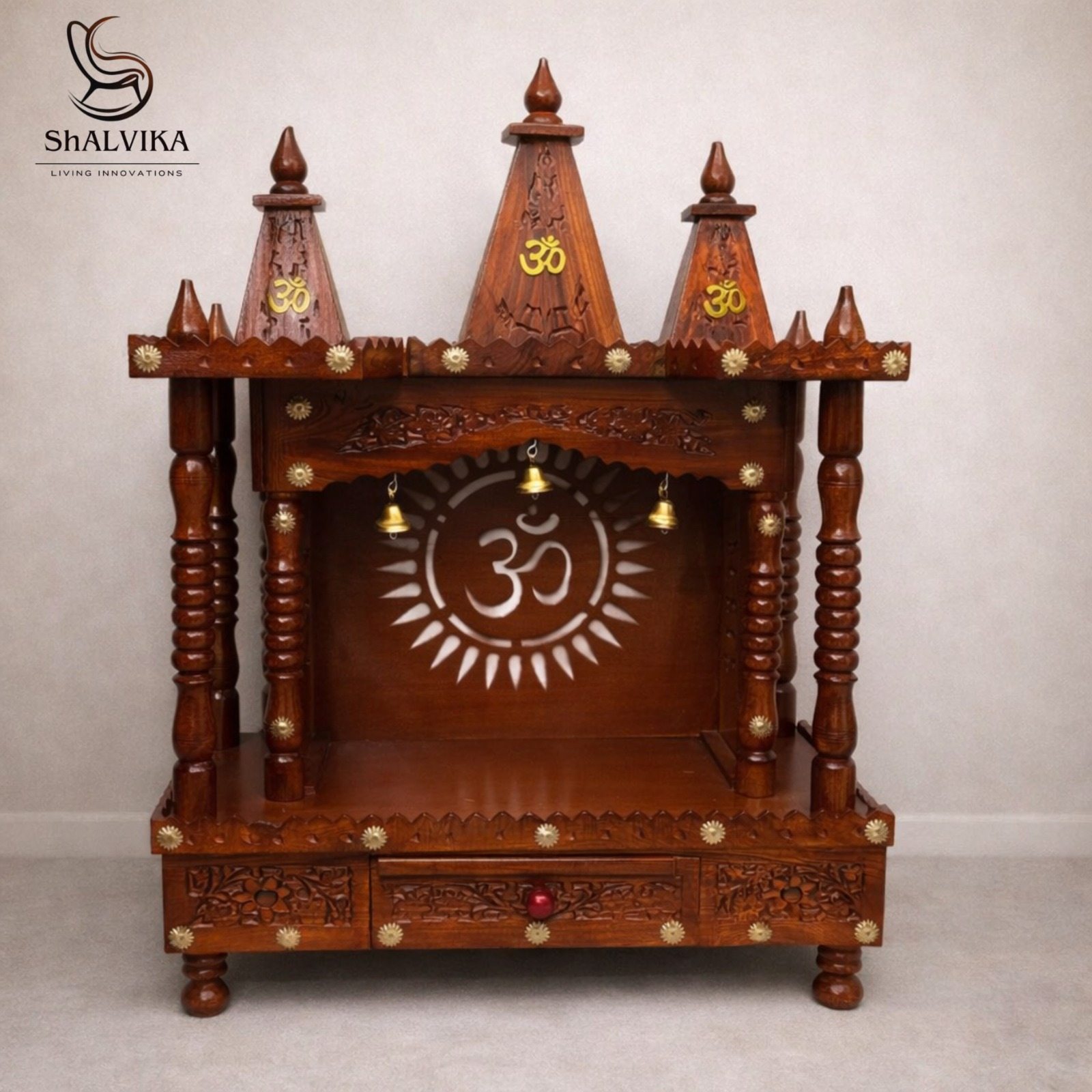 Handcrafted Om Design Small Temple for Home