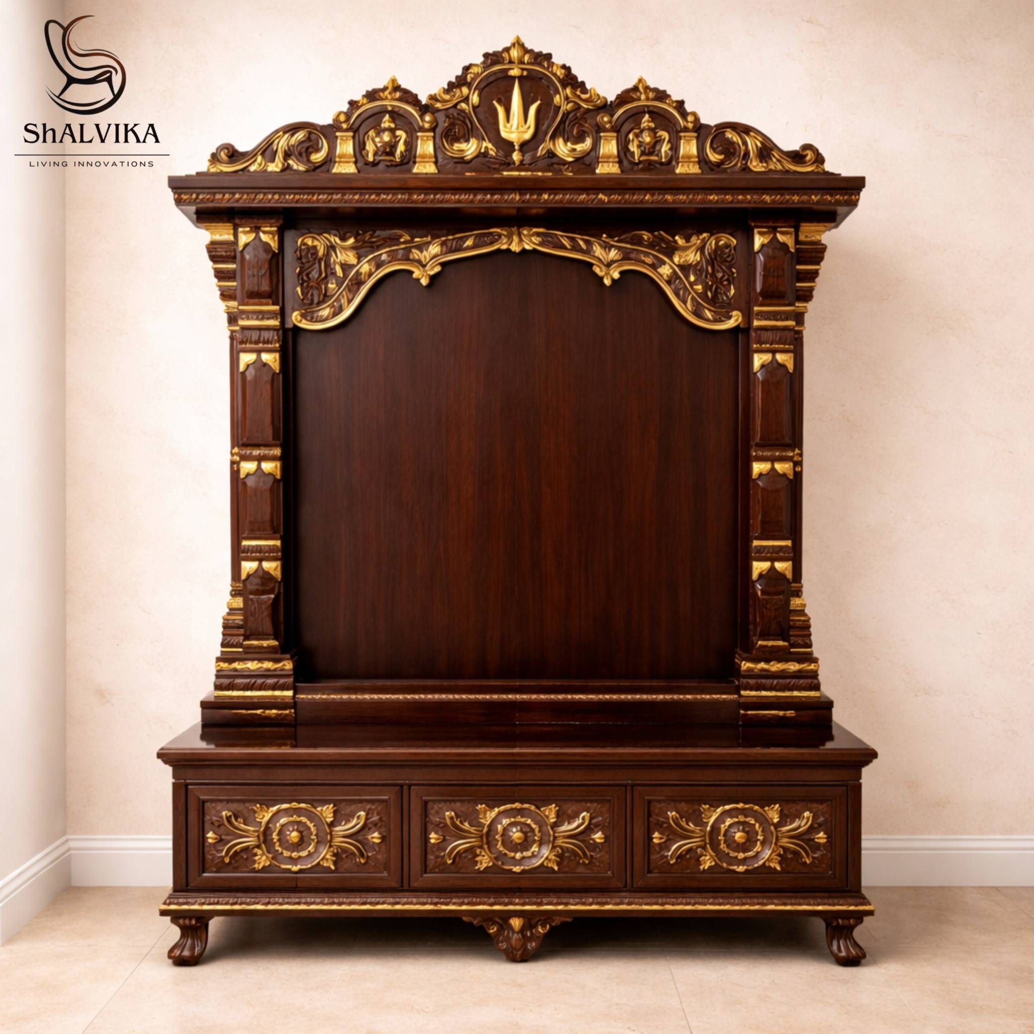 Handcrafted Pooja Wooden Mandir for Homes