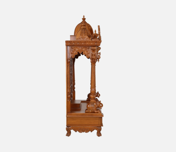 Handcrafted Traditional Teak Wood Home Temple with Storage
