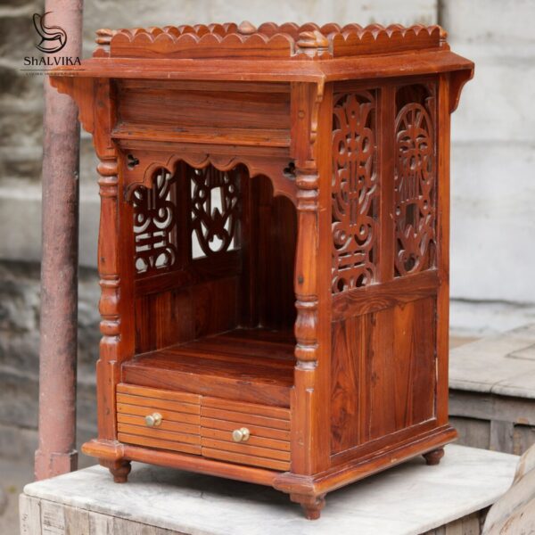 Handcrafted Wooden Chota Mandir for Home By Shalvika Living