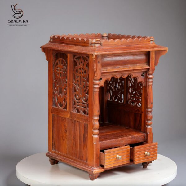 Handcrafted Wooden Chota Mandir for Home By Shalvika Living