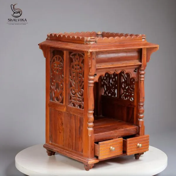 Handcrafted Wooden Chota Mandir for Home By Shalvika Living