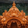 Heavily Carved Wood Temple in Home By Shalvika Living