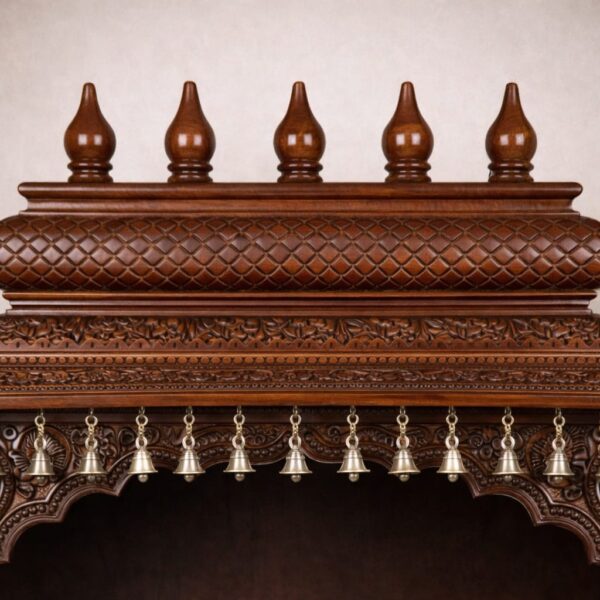 Home Wooden Mandir with Brass Bells