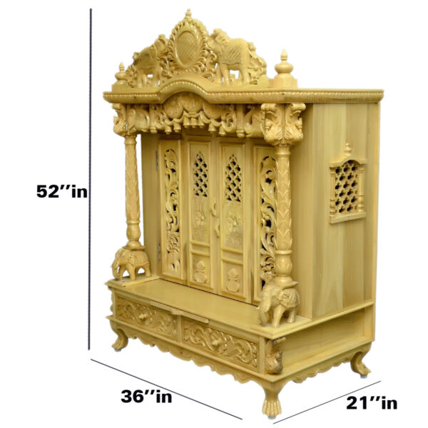 Home Wooden Temple Design with Door in Teak Wood