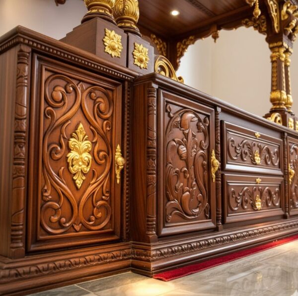 Large Size Design of Wooden Mandir for Home