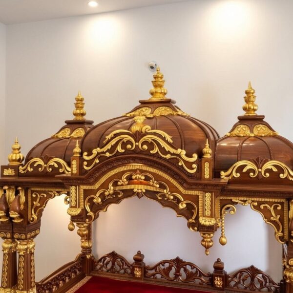 Large Size Design of Wooden Mandir for Home