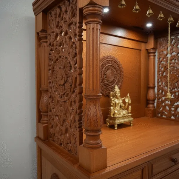 Latest South Indian Temple Design for Home – Handcrafted Teak Wood Mandir