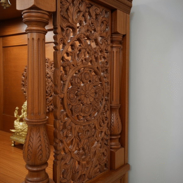 Latest South Indian Temple Design for Home – Handcrafted Teak Wood Mandir