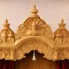 Mandir for Home Design in Teak Wood with Peacock Carving