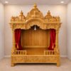 Mandir for Home Design in Teak Wood with Peacock Carving