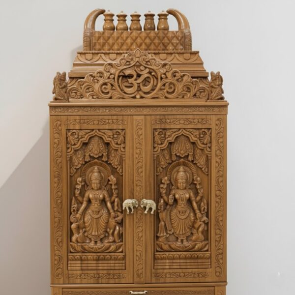 Pooja Temple for Home with Bells Door