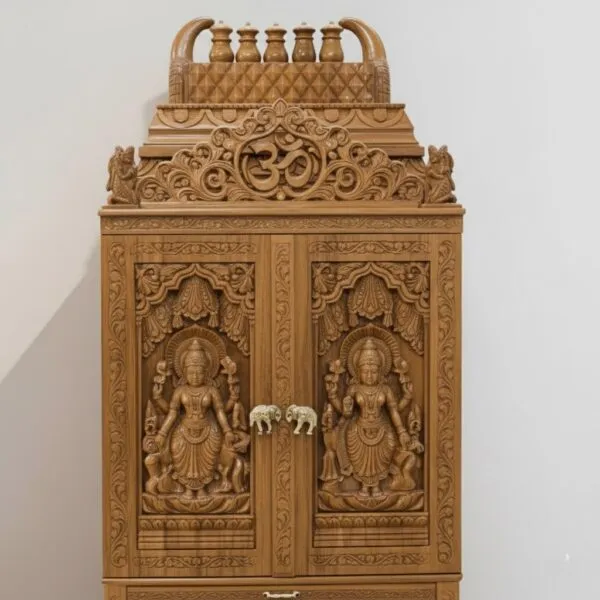 Pooja Temple for Home with Bells Door