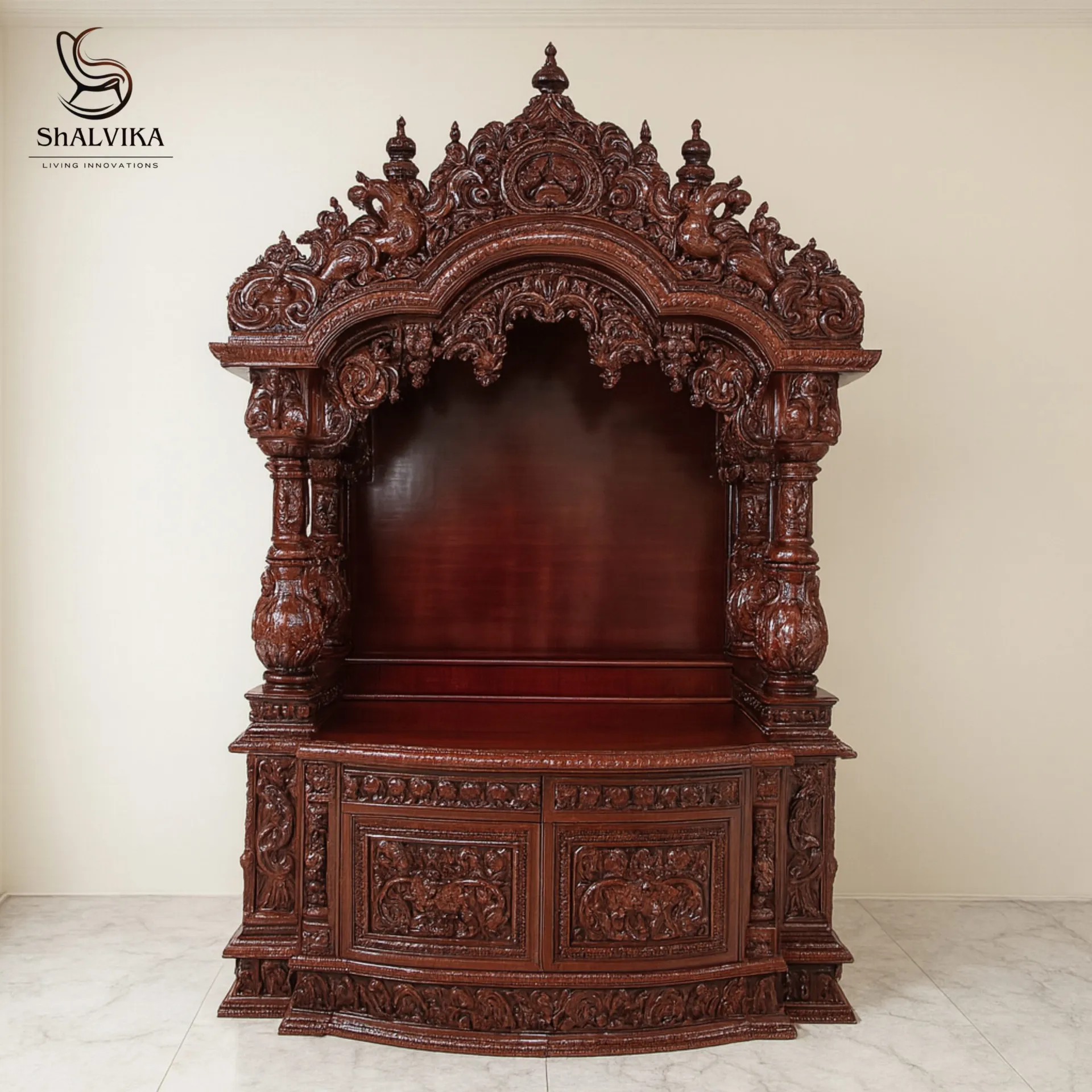 Puja Ghar Design in Teak Wood