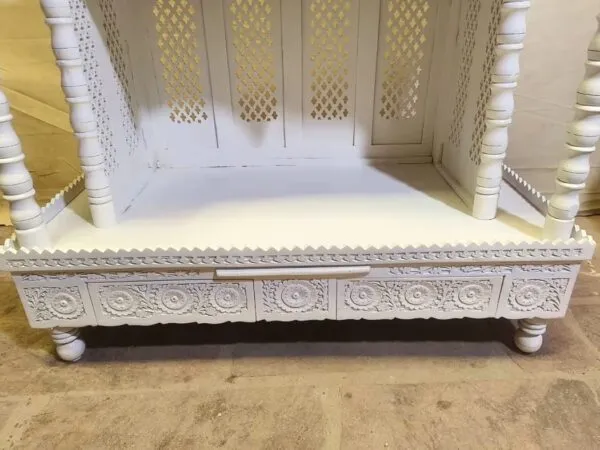 Small Temple for Home in White with Drawar