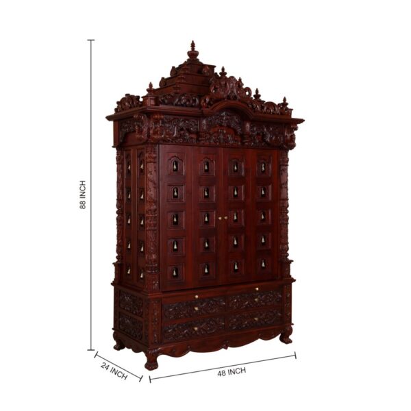 Teak Wood Mandir Home with Bells Door Design