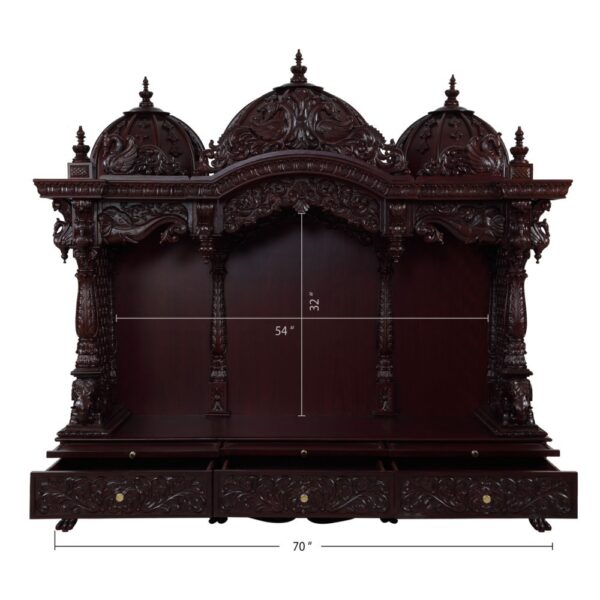 Teak Wooden 6 Feet Pooja Mandir By Shalvika Living