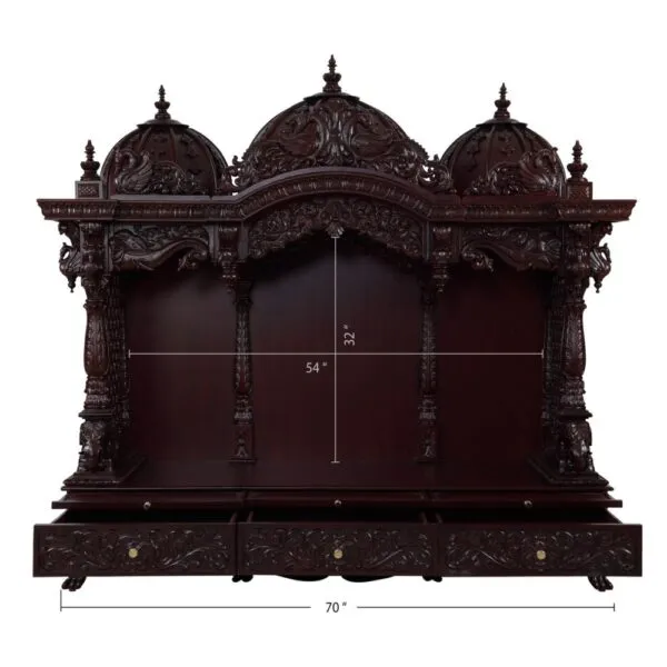 Teak Wooden 6 Feet Pooja Mandir By Shalvika Living