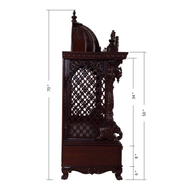 Teak Wooden 6 Feet Pooja Mandir By Shalvika Living
