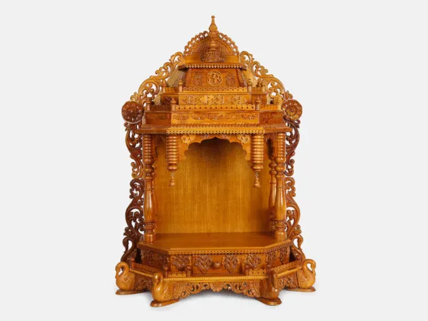 Teakwood Mandir with Hansa Legs