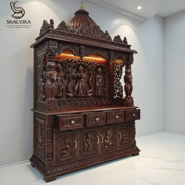 Wooden Big Temple in Bangalore – By Shalvika Living