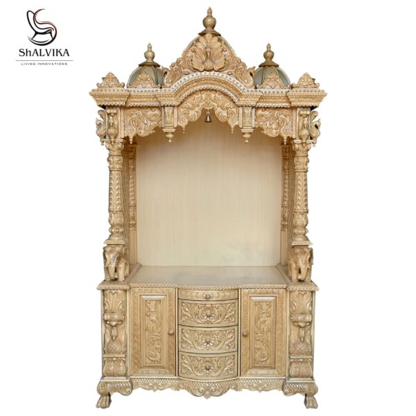 Wooden Handcarving Designer Puja Mandir for Home – Elegant Pooja Temple