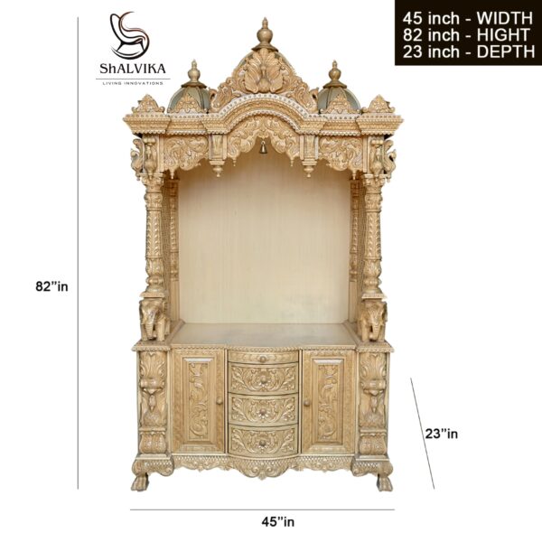 Wooden Handcarving Designer Puja Mandir for Home – Elegant Pooja Temple