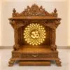 Wooden Handcrafted Temple with LED Om Light By Shalvika Living