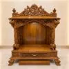 Wooden Handcrafted Temple with LED Om Light By Shalvika Living