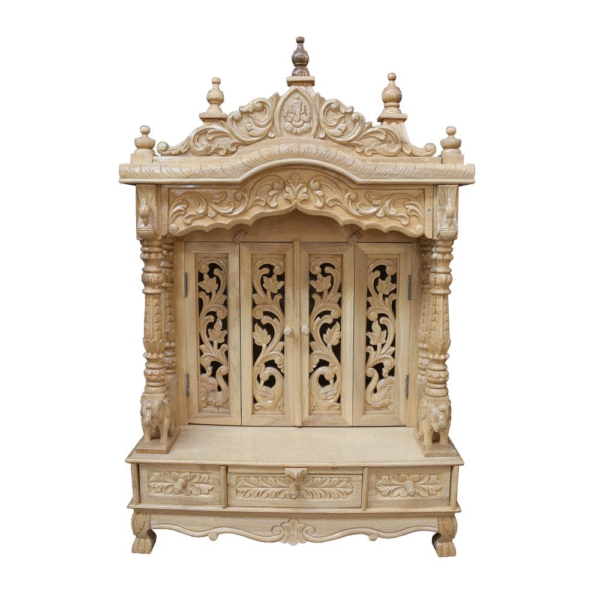 Wooden Handmade Design Temple in Teak Wood with Door