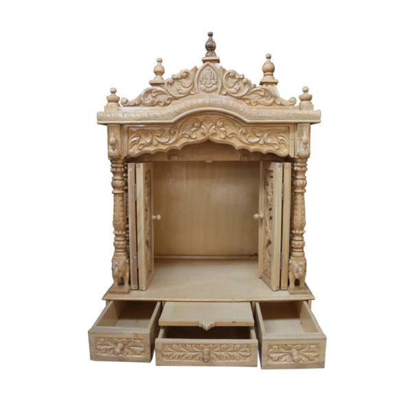Wooden Handmade Design Temple in Teak Wood with Door