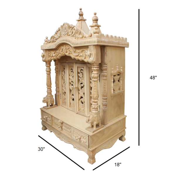 Wooden Handmade Design Temple in Teak Wood with Door