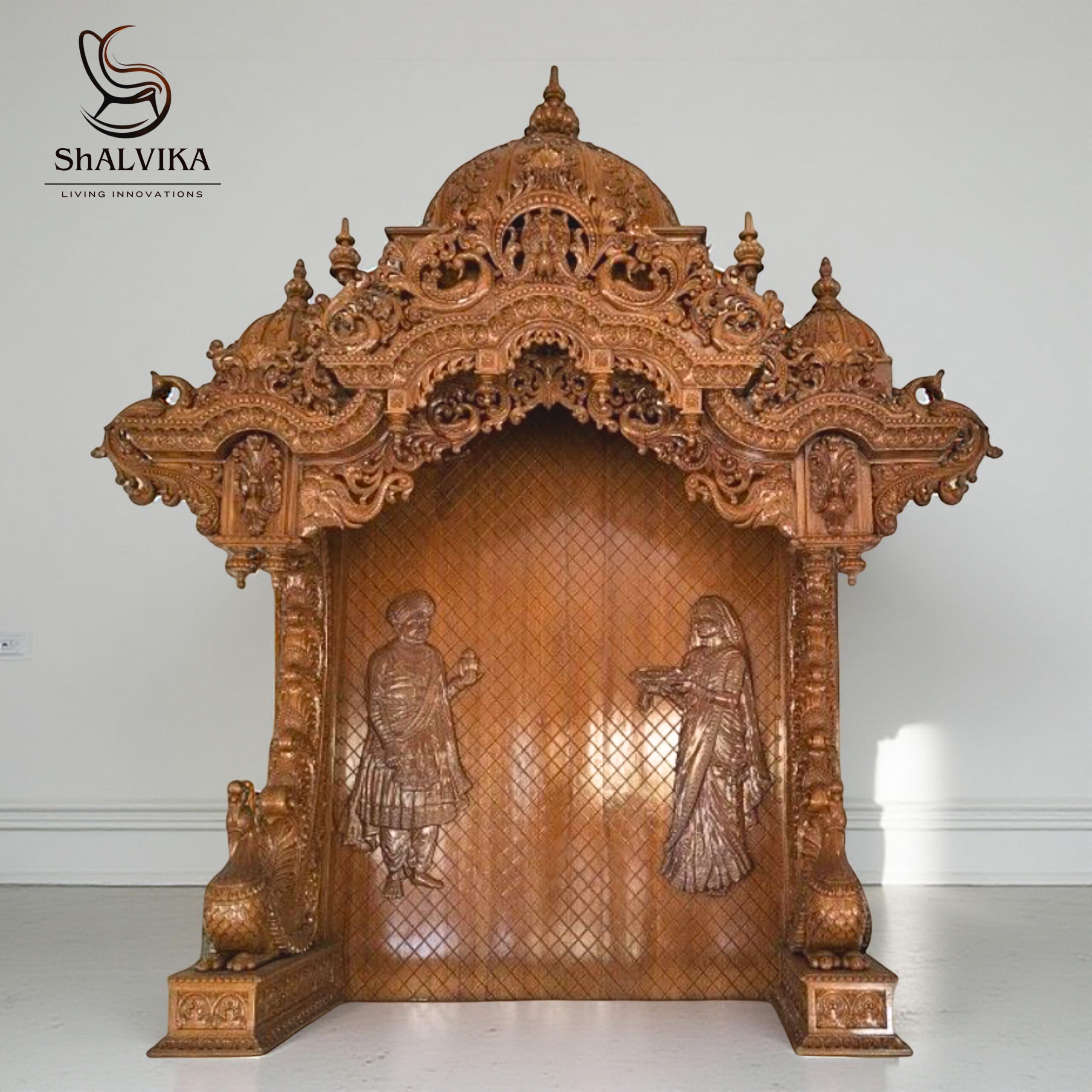 Wooden Large Size Handmade Designer Temple in Teak Wood