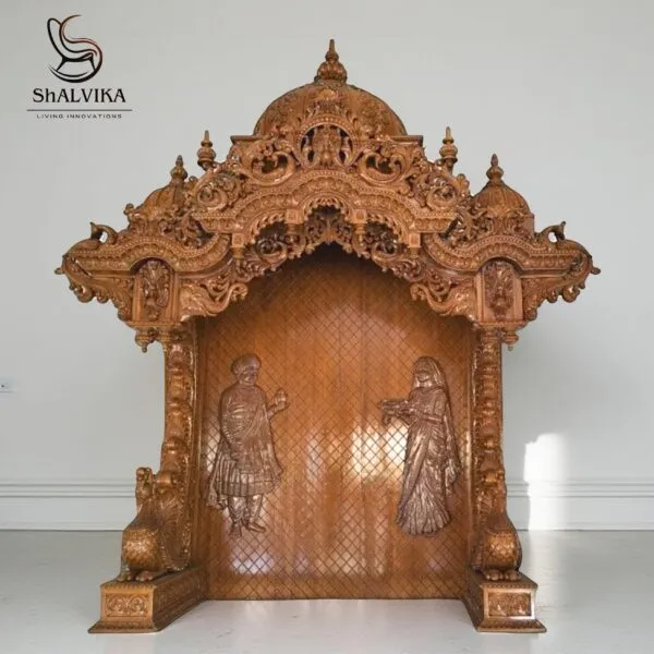 Wooden Large Size Handmade Designer Temple in Teak Wood
