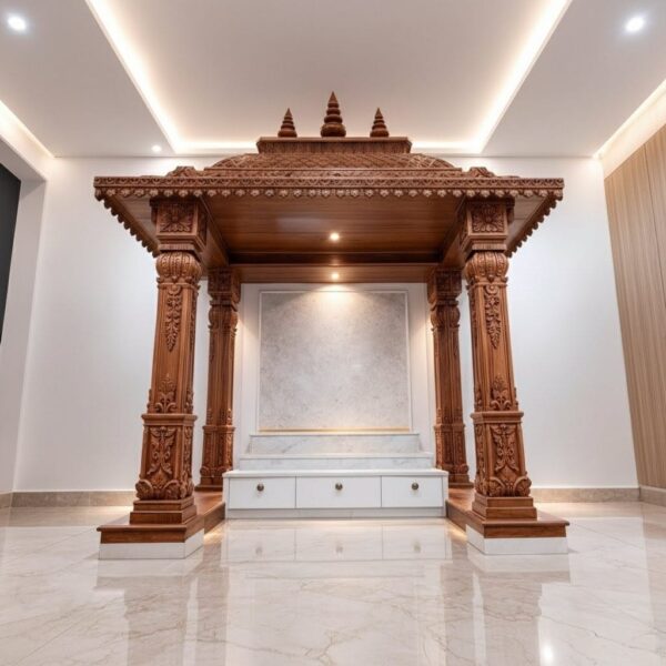Wooden Mandir Design for Home Big Size By Shalvika Living