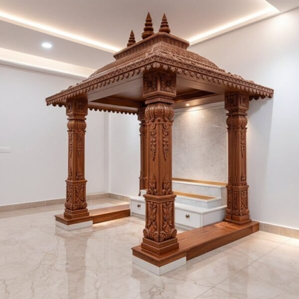 Wooden Mandir Design for Home Big Size By Shalvika Living