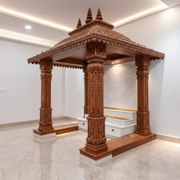 Wooden Mandir Design for Home Big Size By Shalvika Living