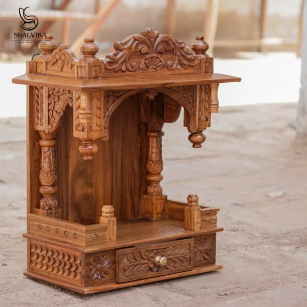 Wooden Mandir Design for Home Wall Mounted