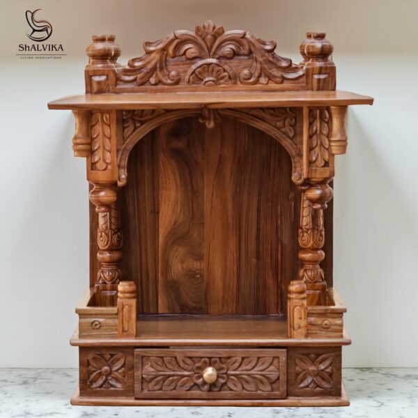 Wooden Mandir Design for Home Wall Mounted