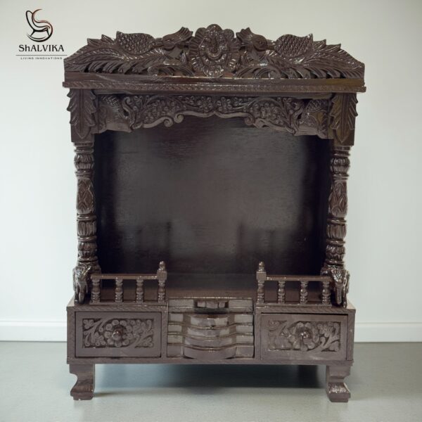 Wooden Mandir Design for Home in Teak Wood | Shalvika Living Innovations