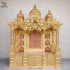Wooden Mandir Design in Antique Gold
